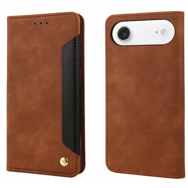 For iPhone Air Skin Feel Splicing Leather Phone Case(Brown)