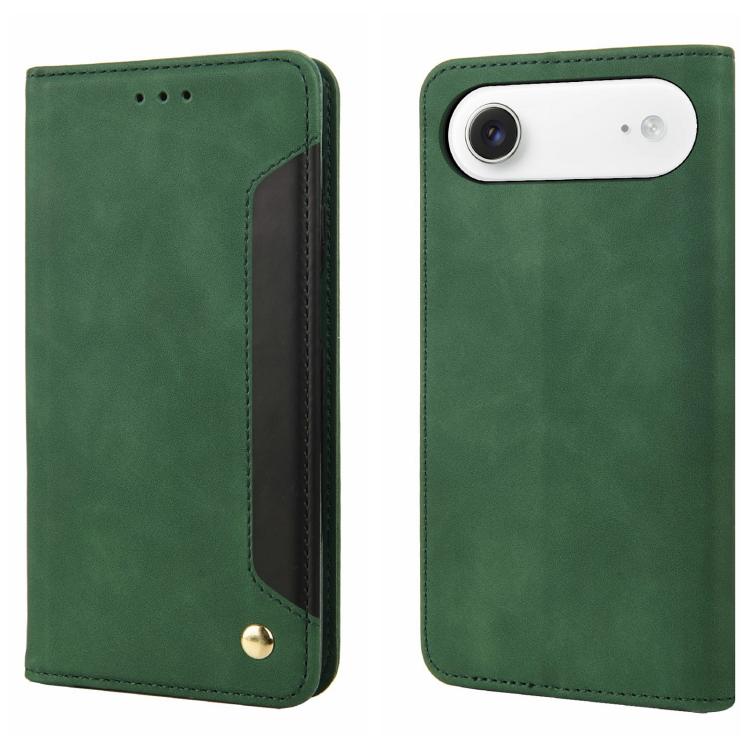For iPhone Air Skin Feel Splicing Leather Phone Case(Green)