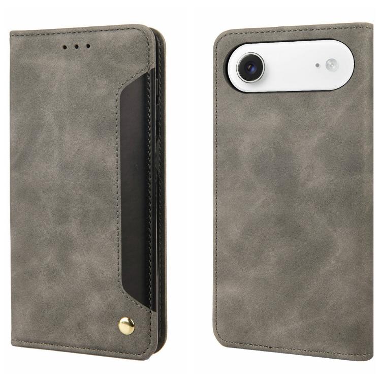 For iPhone Air Skin Feel Splicing Leather Phone Case(Grey)