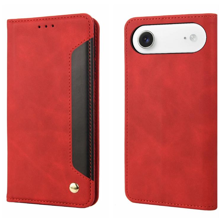 For iPhone Air Skin Feel Splicing Leather Phone Case(Red)