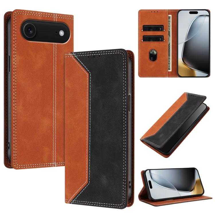 For iPhone Air Skin Feel Two-tone RFID Blocking Vegan Leather Phone Case(Black)