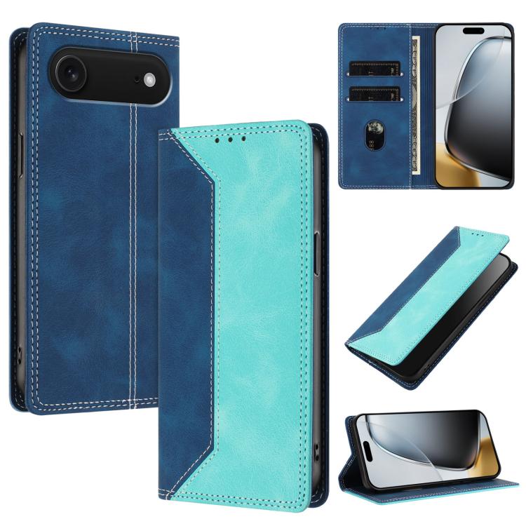 For iPhone Air Skin Feel Two-tone RFID Blocking Vegan Leather Phone Case(Light Green)