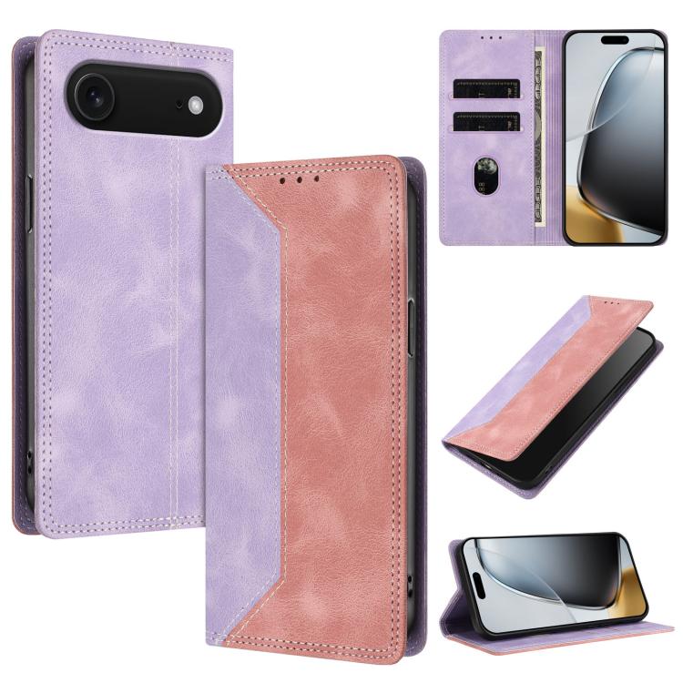 For iPhone Air Skin Feel Two-tone RFID Blocking Vegan Leather Phone Case(Pink)