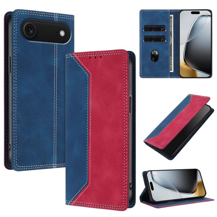For iPhone Air Skin Feel Two-tone RFID Blocking Vegan Leather Phone Case(Red)