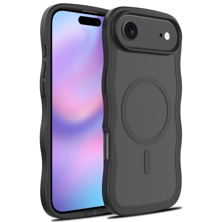 For iPhone Air Skin Feel Wave Texture MagSafe Phone Case(Black)