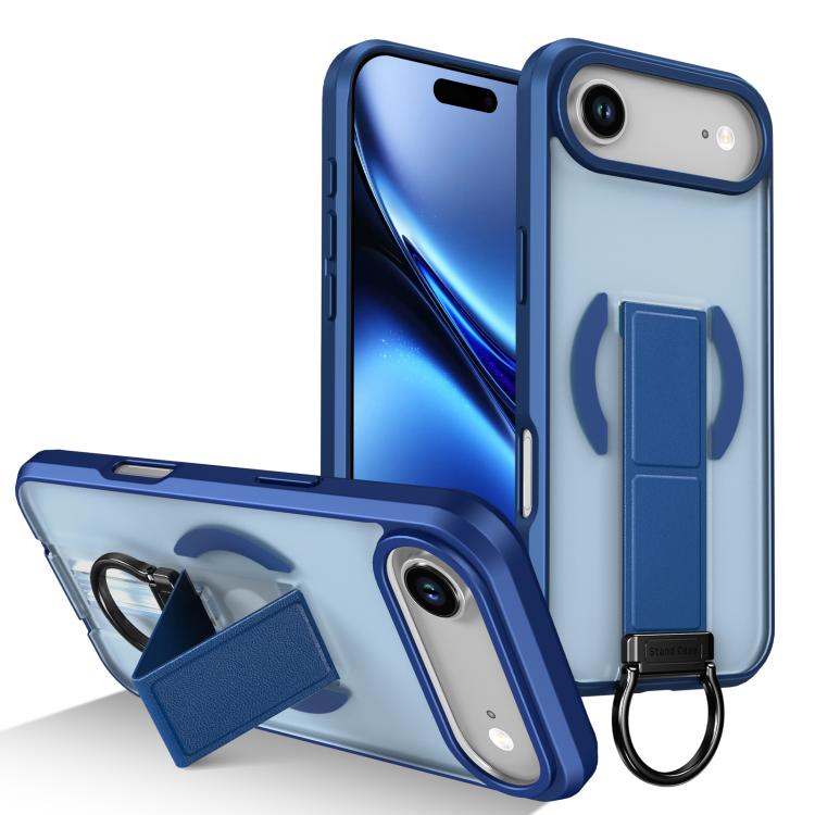 For iPhone Air Skin-Friendly D-Ring Holder Magnetic Shockproof Phone Case(Blue)