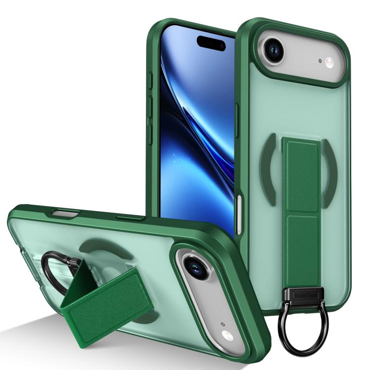 For iPhone Air Skin-Friendly D-Ring Holder Magnetic Shockproof Phone Case(Green)