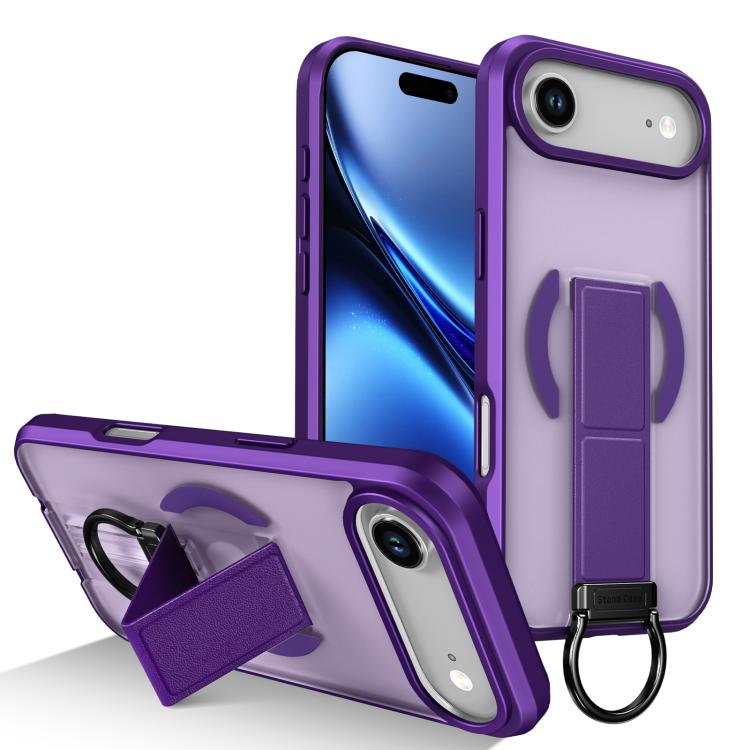 For iPhone Air Skin-Friendly D-Ring Holder Magnetic Shockproof Phone Case(Purple)