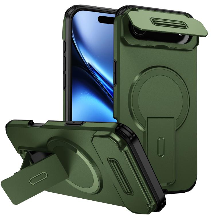 For iPhone Air Sliding Camshield MagSafe Holder Phone Case(Green)