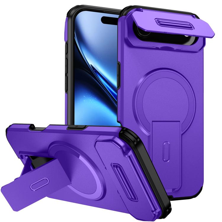 For iPhone Air Sliding Camshield MagSafe Holder Phone Case(Purple)