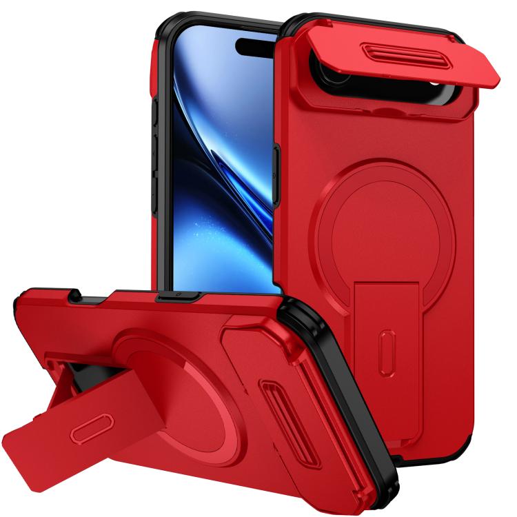 For iPhone Air Sliding Camshield MagSafe Holder Phone Case(Red)