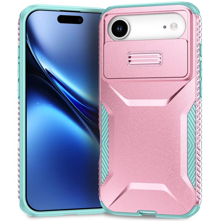 For iPhone Air Sliding Camshield Phone Case(Grey Green + Pink)