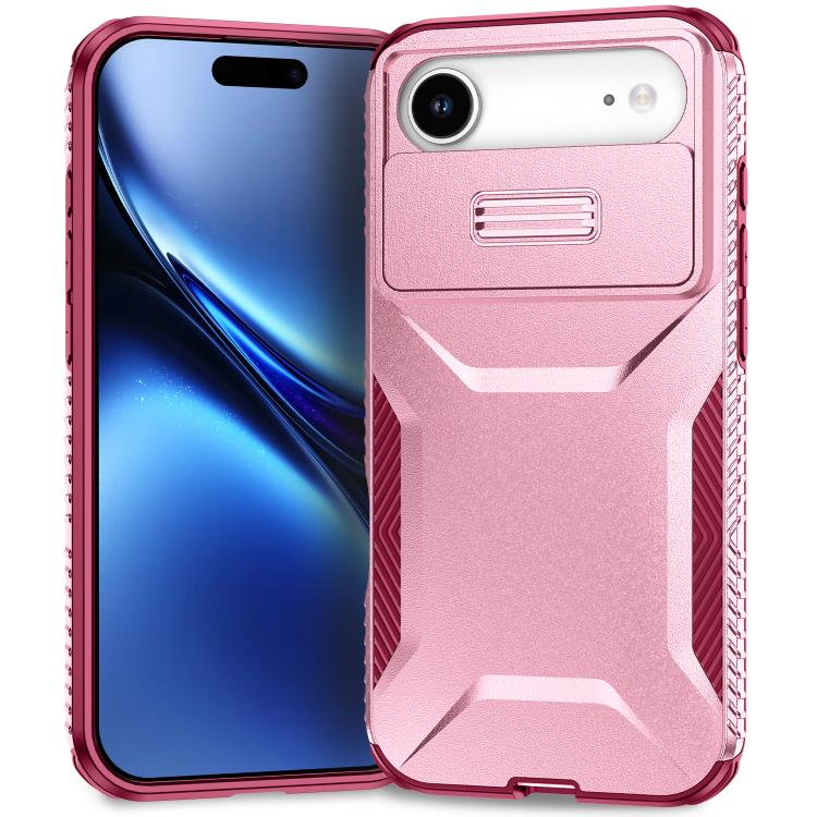 For iPhone Air Sliding Camshield Phone Case(Pink + Rose Red)