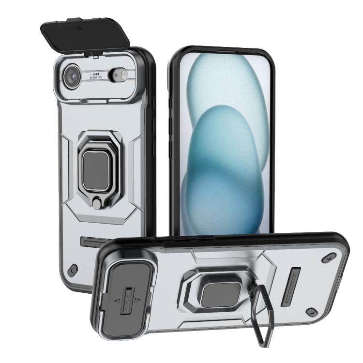 For iPhone Air Sliding Camshield TPU + PC Shockproof Phone Case with Holder(Grey)