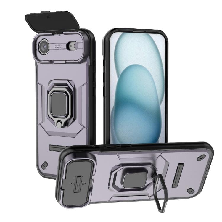 For iPhone Air Sliding Camshield TPU + PC Shockproof Phone Case with Holder(Purple)