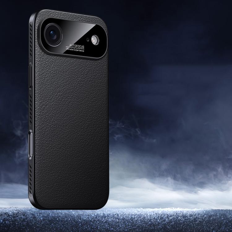 For iPhone Air Soft Armor Cooling Plain Leather Hybrid PC Phone Case(Black)
