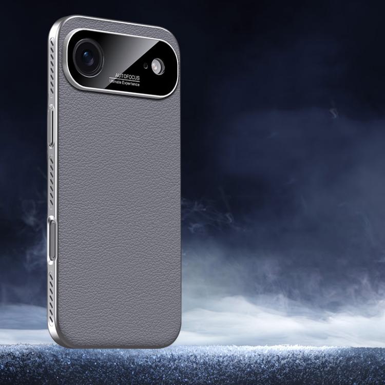 For iPhone Air Soft Armor Cooling Plain Leather Hybrid PC Phone Case(Grey)