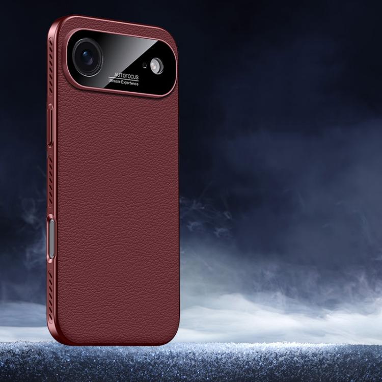 For iPhone Air Soft Armor Cooling Plain Leather Hybrid PC Phone Case(Red)