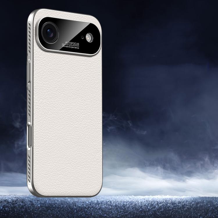 For iPhone Air Soft Armor Cooling Plain Leather Hybrid PC Phone Case(White)