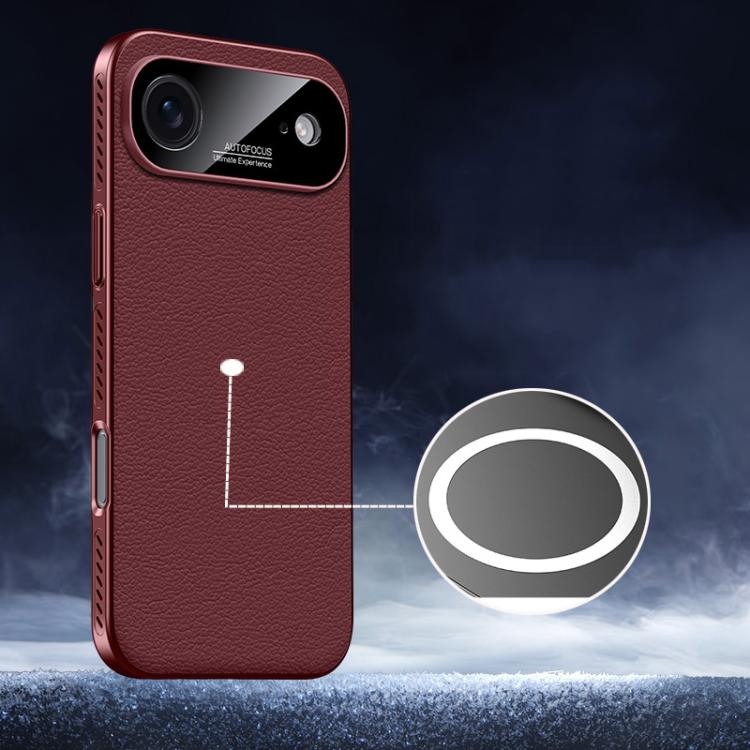 For iPhone Air Soft Armor MagSafe Cooling Plain Leather Hybrid PC Phone Case(Red)