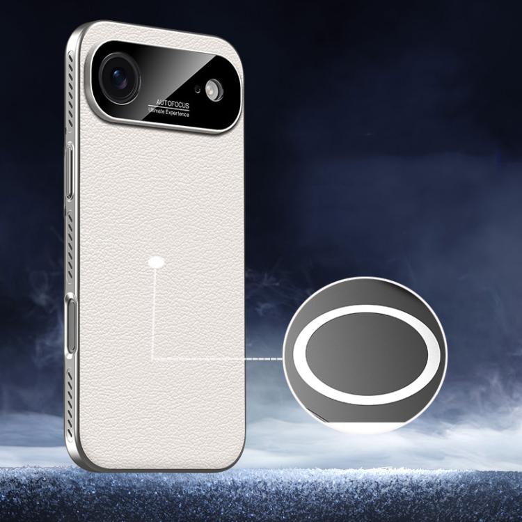 For iPhone Air Soft Armor MagSafe Cooling Plain Leather Hybrid PC Phone Case(White)