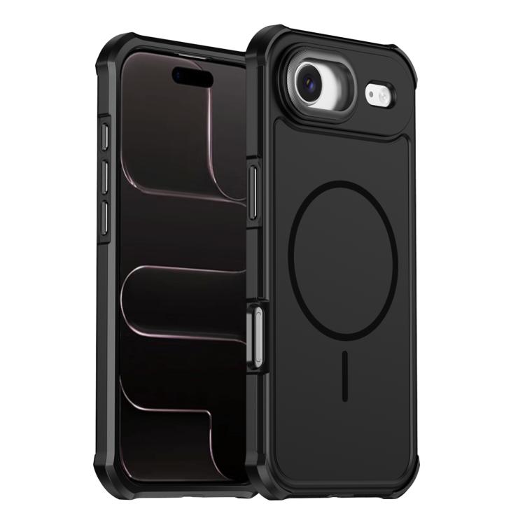For iPhone Air Solid Color 2 in 1 Magnetic Airbag Shockproof Phone Case(Black)
