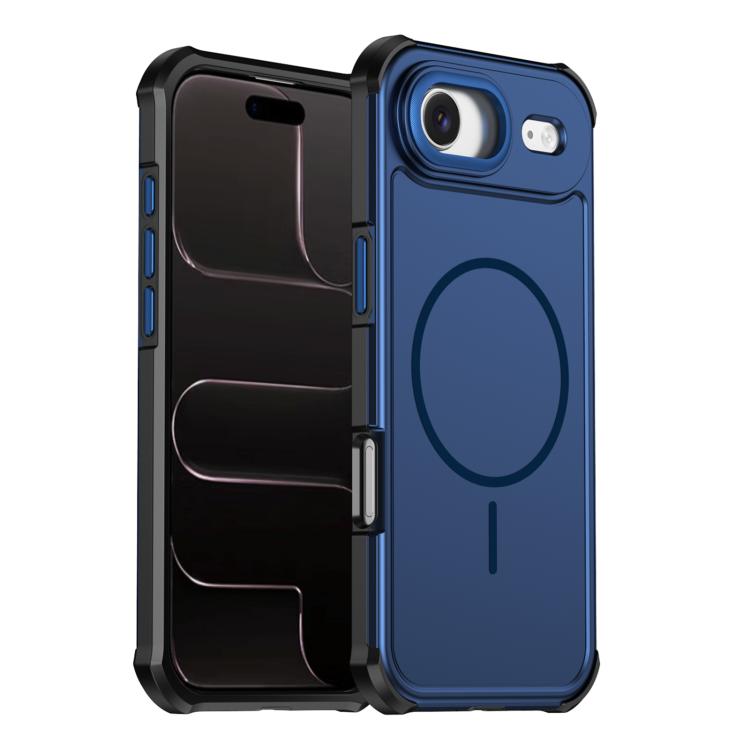 For iPhone Air Solid Color 2 in 1 Magnetic Airbag Shockproof Phone Case(Blue)
