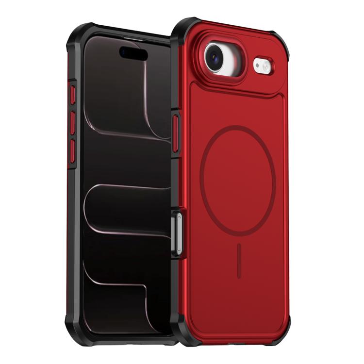 For iPhone Air Solid Color 2 in 1 Magnetic Airbag Shockproof Phone Case(Red)