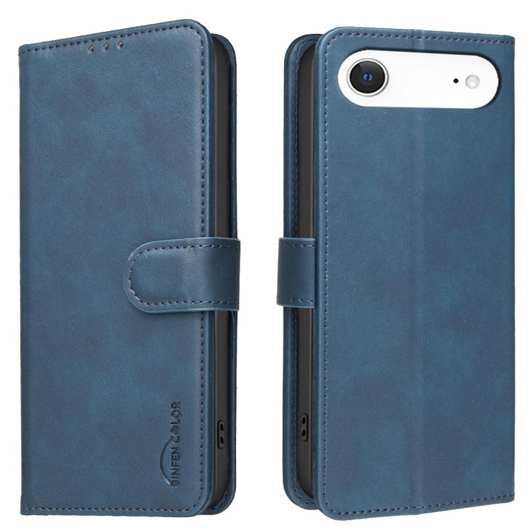 For iPhone Air Solid Color Calfskin Texture RFID Vegan Leather Phone Case(Blue)