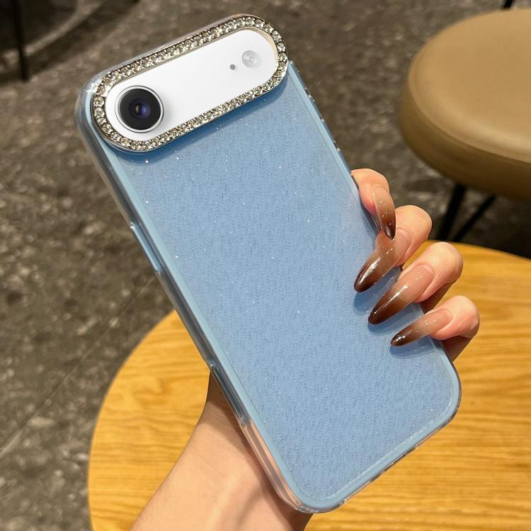 For iPhone Air Solid Color Glitter & Rhinestone Design Phone Case(Blue)