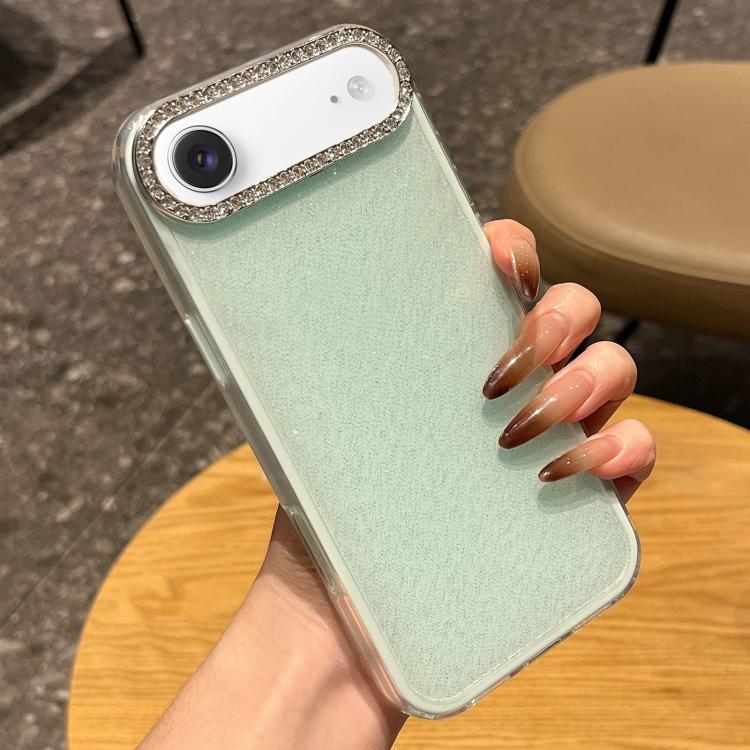 For iPhone Air Solid Color Glitter & Rhinestone Design Phone Case(Green)