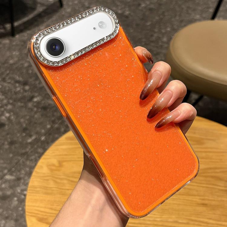 For iPhone Air Solid Color Glitter & Rhinestone Design Phone Case(Orange)