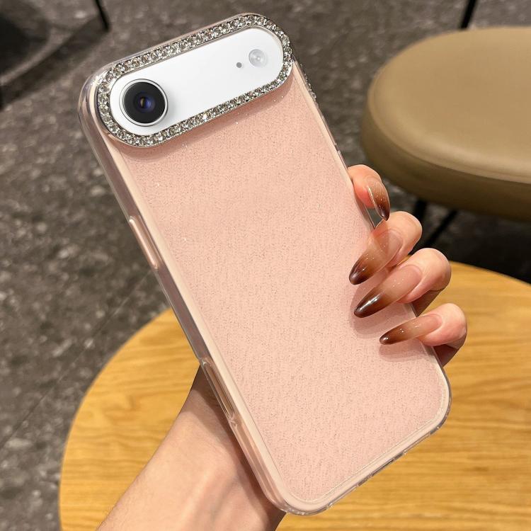 For iPhone Air Solid Color Glitter & Rhinestone Design Phone Case(Pink)