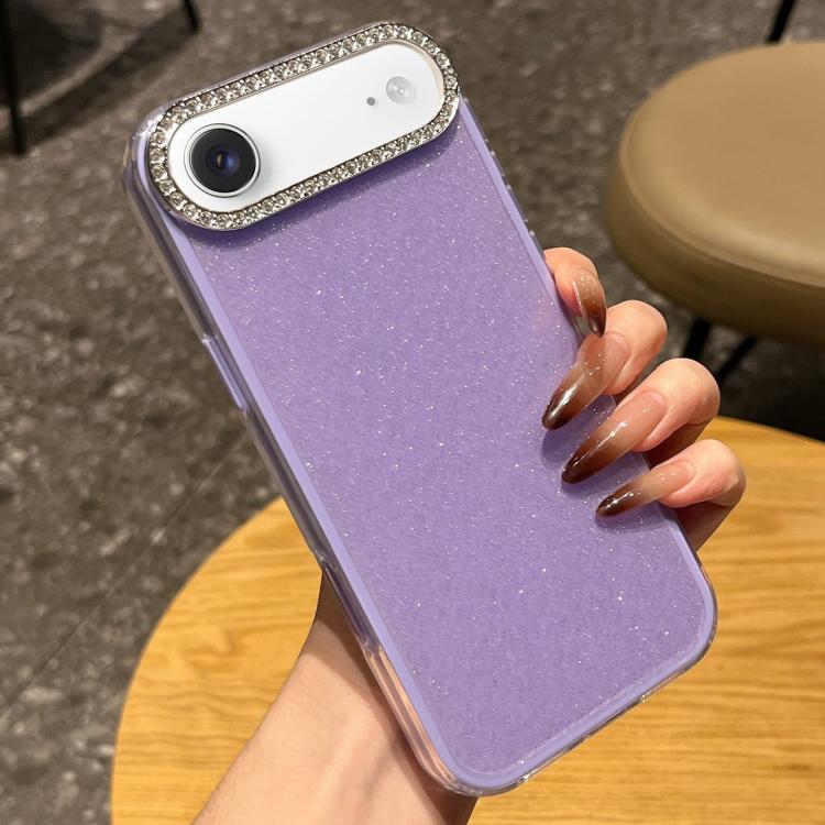 For iPhone Air Solid Color Glitter & Rhinestone Design Phone Case(Purple)