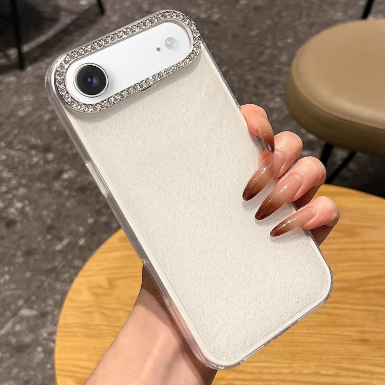 For iPhone Air Solid Color Glitter & Rhinestone Design Phone Case(White)