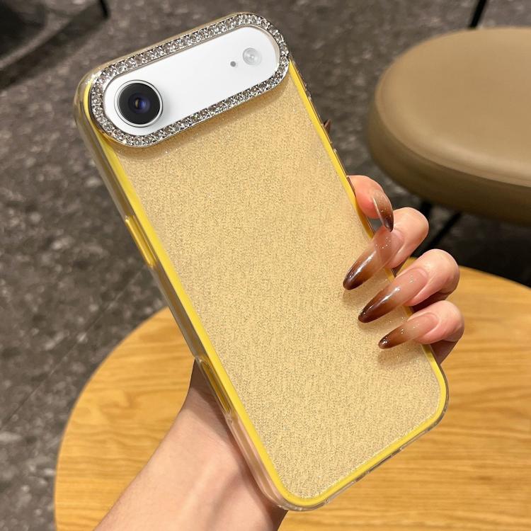 For iPhone Air Solid Color Glitter & Rhinestone Design Phone Case(Yellow)