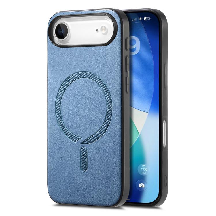 For iPhone Air Solid Color Retro Magsafe PU Back Cover Phone Case(Blue)