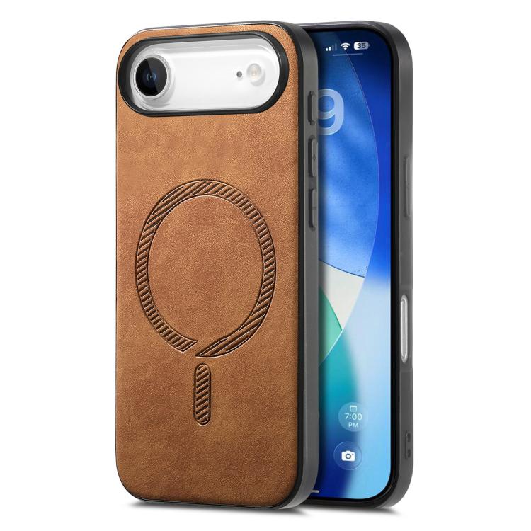For iPhone Air Solid Color Retro Magsafe PU Back Cover Phone Case(Brown)
