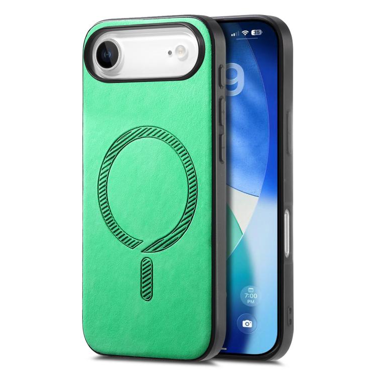 For iPhone Air Solid Color Retro Magsafe PU Back Cover Phone Case(Green)