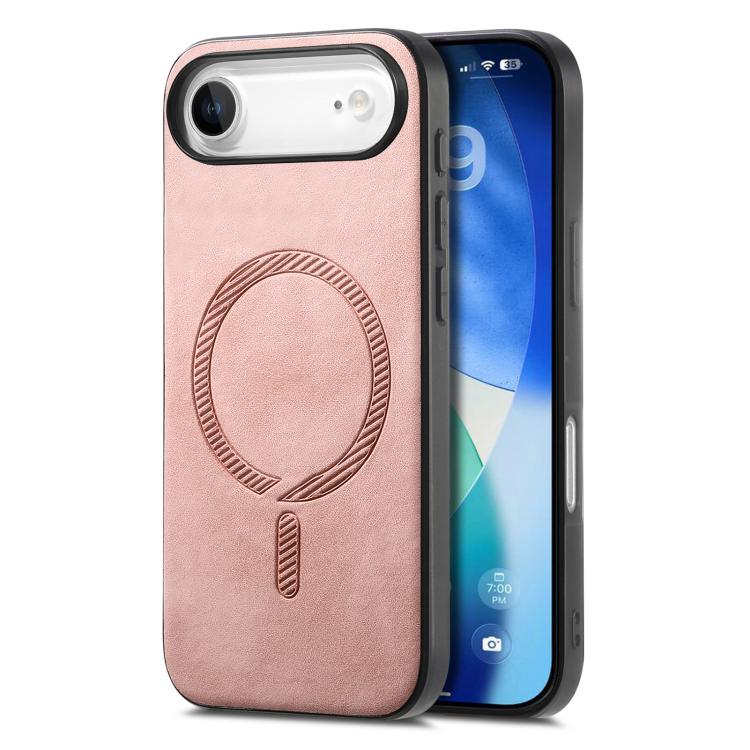 For iPhone Air Solid Color Retro Magsafe PU Back Cover Phone Case(Pink)