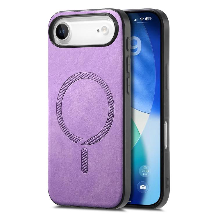 For iPhone Air Solid Color Retro Magsafe PU Back Cover Phone Case(Purple)