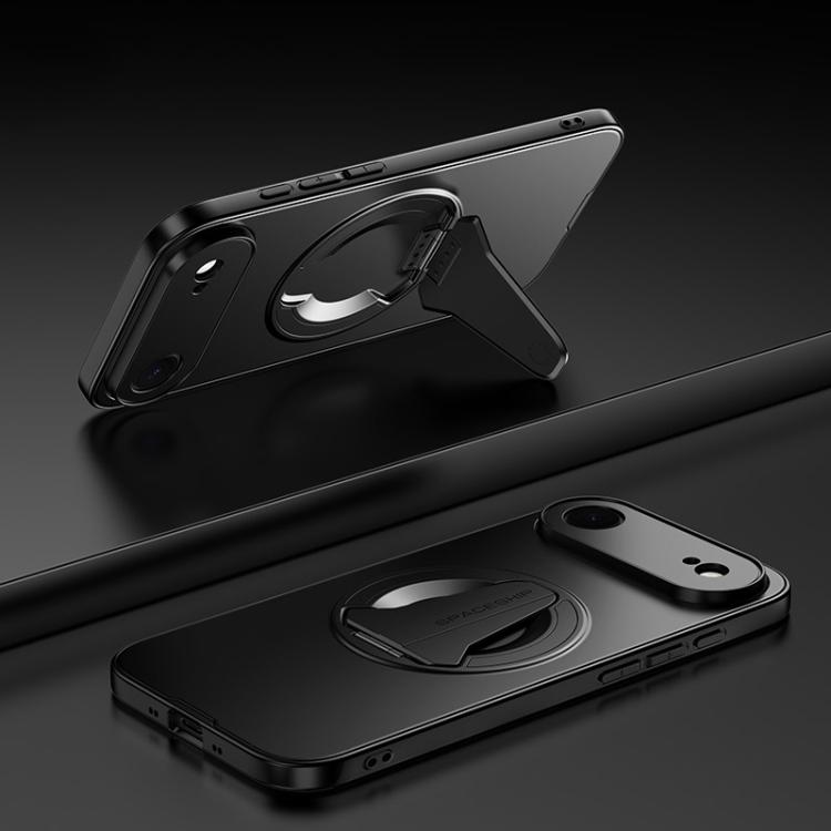 For iPhone Air Spaceship MagSafe Folding Holder Phone Case(Black)