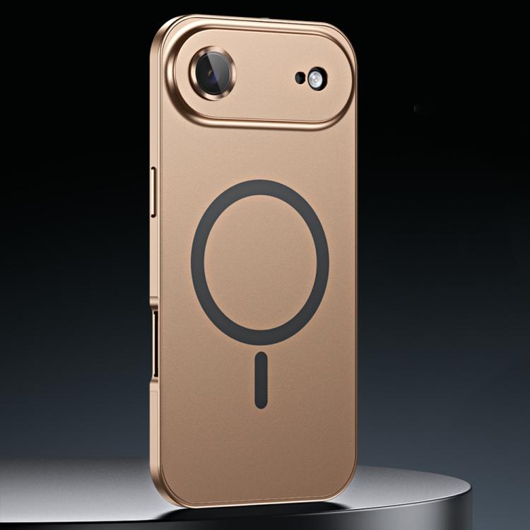 For iPhone Air Spring Buckle MagSafe Magnetic Metal Phone Case(Desert Gold)