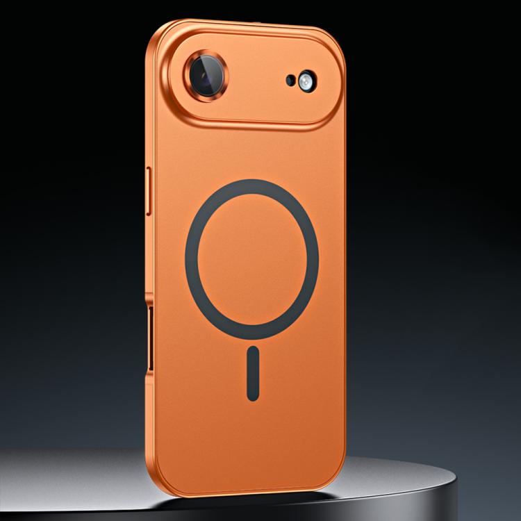 For iPhone Air Spring Buckle MagSafe Magnetic Metal Phone Case(Orange)