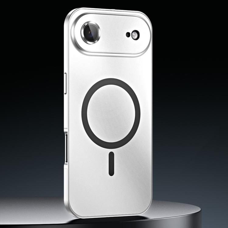 For iPhone Air Spring Buckle MagSafe Magnetic Metal Phone Case(Silver)