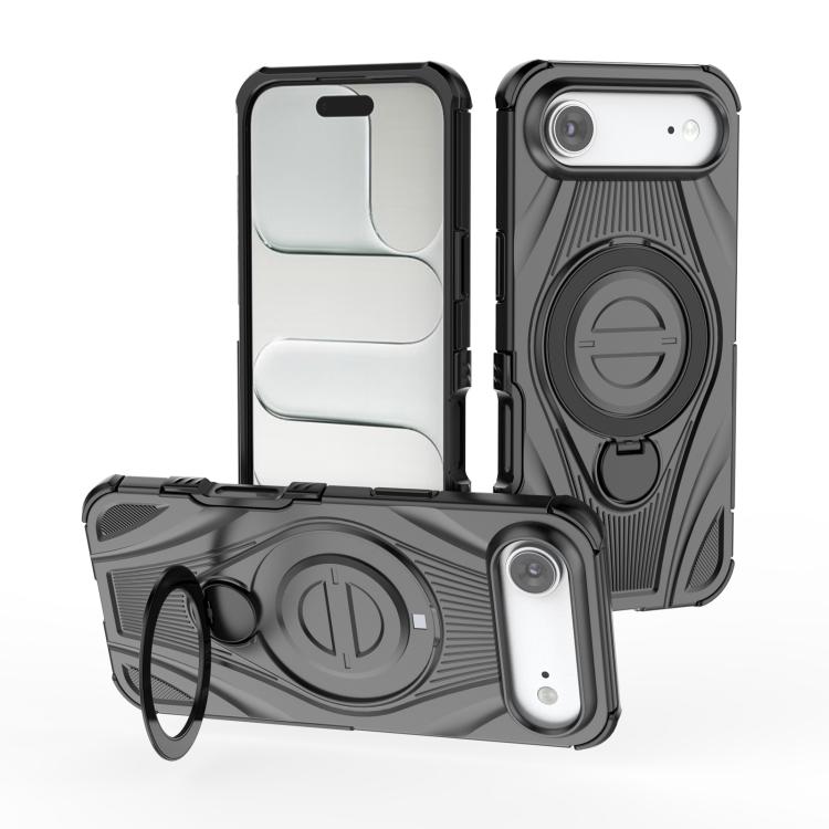 For iPhone Air Star Ring Metallic Pivot Bracket Magnetic Phone Case(Black)