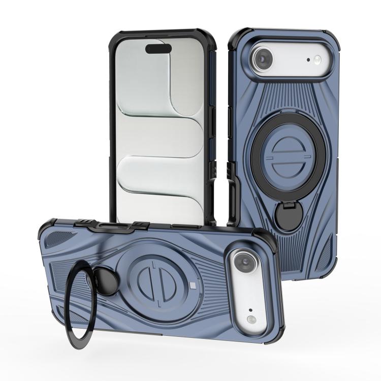 For iPhone Air Star Ring Metallic Pivot Bracket Magnetic Phone Case(Blue)