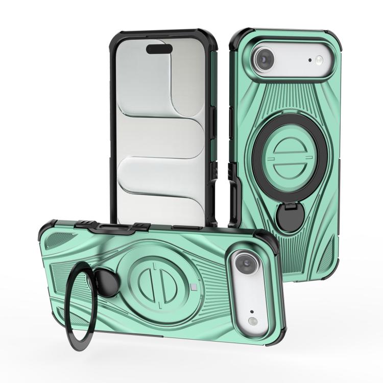For iPhone Air Star Ring Metallic Pivot Bracket Magnetic Phone Case(Green)