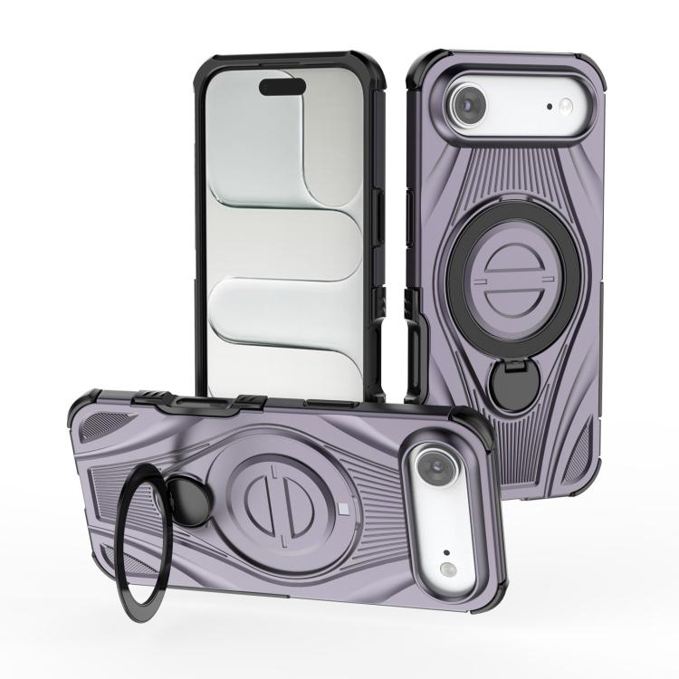 For iPhone Air Star Ring Metallic Pivot Bracket Magnetic Phone Case(Purple)