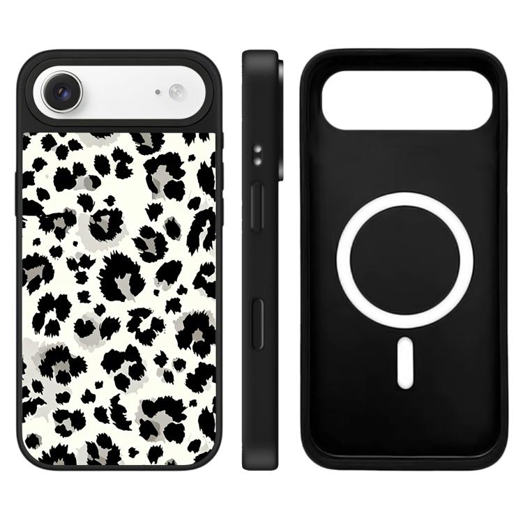 For iPhone Air Stars Leopard Series Pattern Camera Control Button Mirror Magnetic Phone Case(Black White Leopard)
